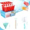 Popsicle Molds,Silicone Ice Pop Molds,BPA Free Popsicle Mold Reusable Easy Release Ice Pop Maker,Homemade Popsicle Mould with Silicone Funnel and Cleaning Brush (Red, 10 Cavities New)